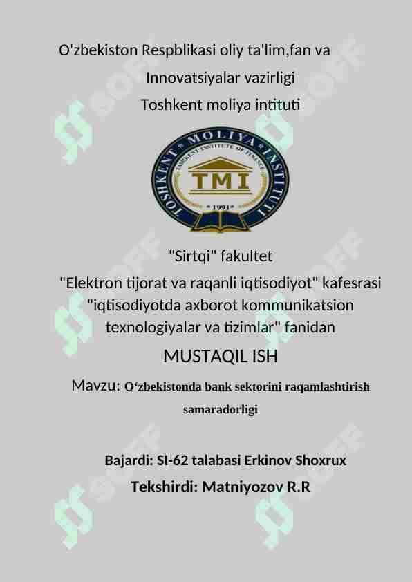 O'zbekistonda bank sektorini raqamlashtirish samaradorligi