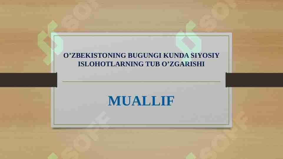 O’ZBEKISTONING BUGUNGI KUNDA SIYOSIY ISLOHOTLARNING TUB O’ZGARISHI