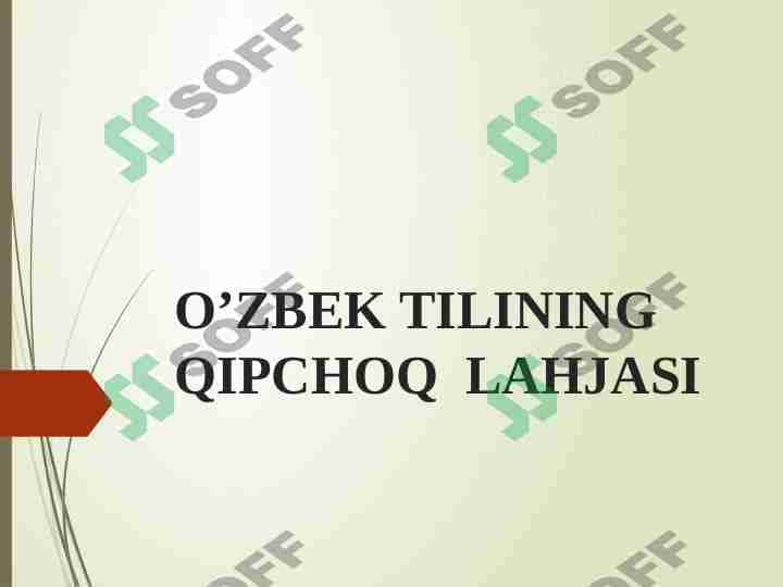 Ozbek tilining qipchoq lahjasi
