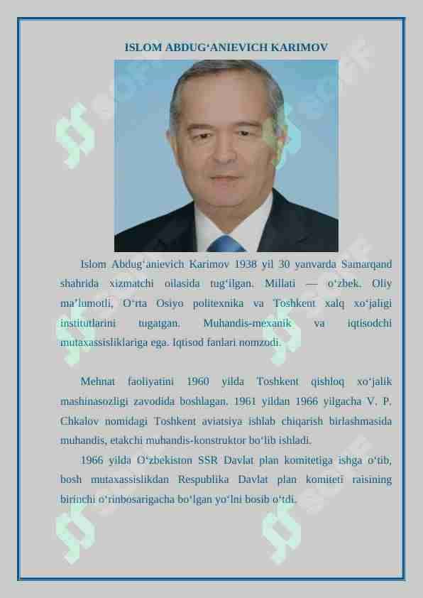 O‘zbekiston Respublikasining birinchi Prezidenti Islom Karimov asarlarida davlat va din munosabatlariga yondashuv