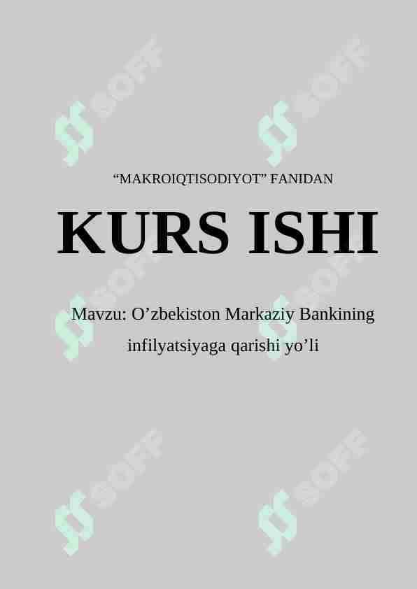 O’zbekiston Markaziy Bankining infilyatsiyaga qarshi yo’li