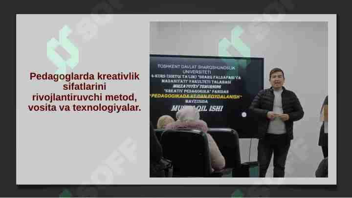 Pеdagоglarda krеativlik sifatlarini rivоjlantiruvchi mеtоd, vоsita va tехnоlоgiyalar.