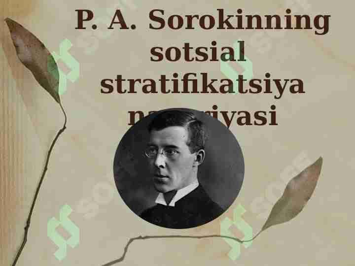 P. A. Sorokinning sotsial stratifikatsiya nazariyasi