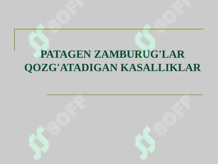 PATAGEN ZAMBURUG'LAR QOZG'ATADIGAN KASALLIKLAR