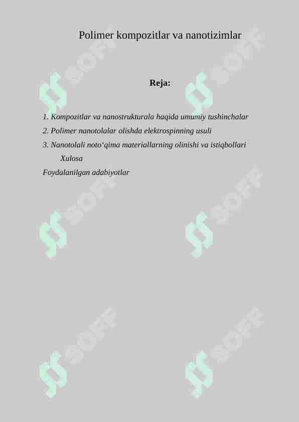 Polimer kompozitlar va nanotizimlar