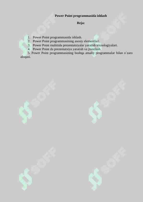 Power Point programmasida ishlash
