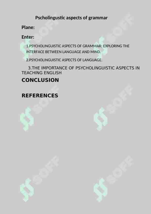 Pscholingustic aspects of grammar