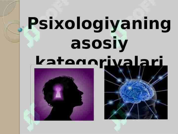 Psixologiyaning asosiy kategoriyalari
