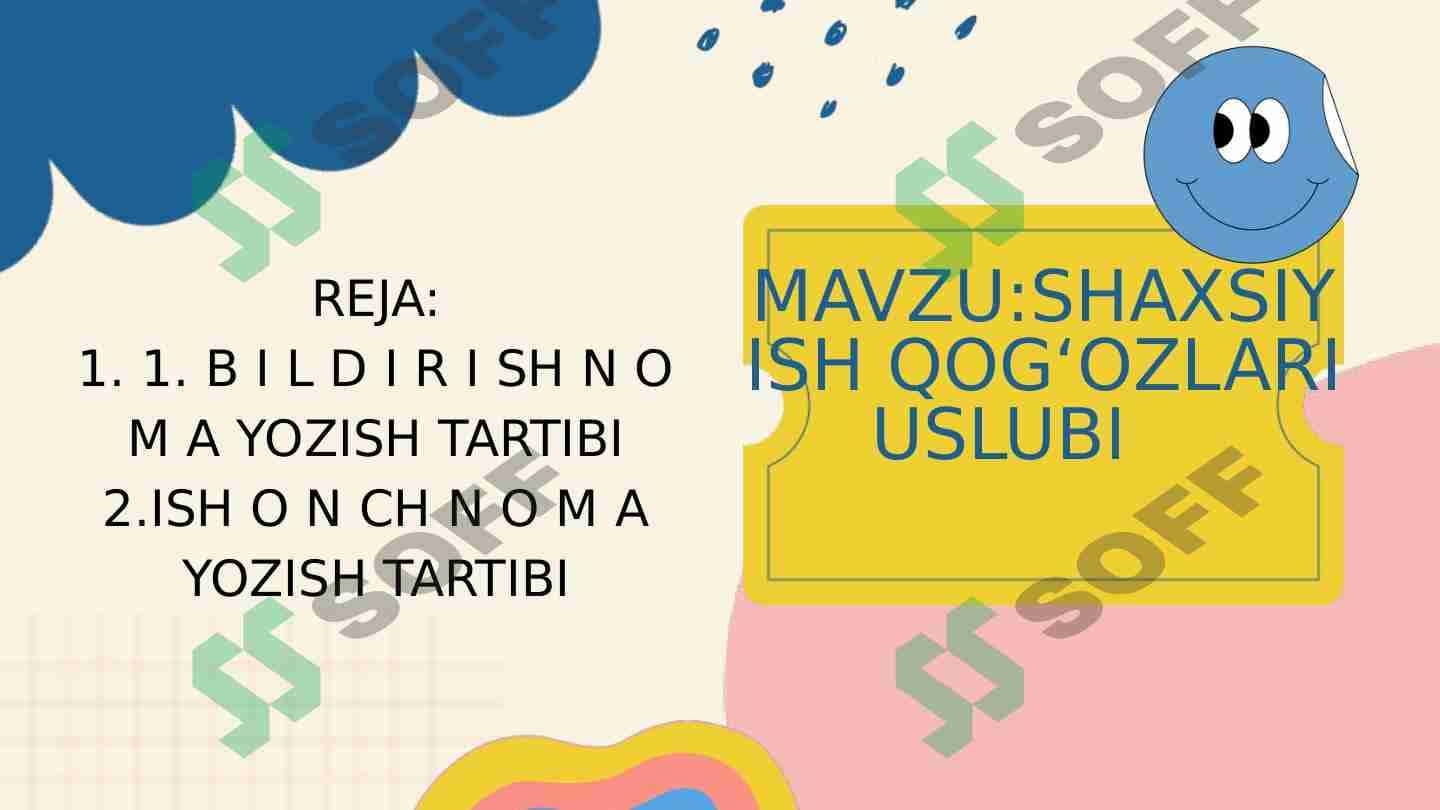 SHAXSIY ISH QOGʻOZLARI USLUBI