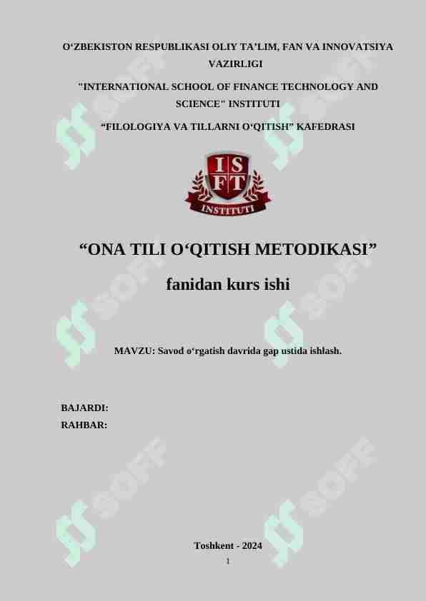 Savod o'rgatish davrida gap ustida ishlash.