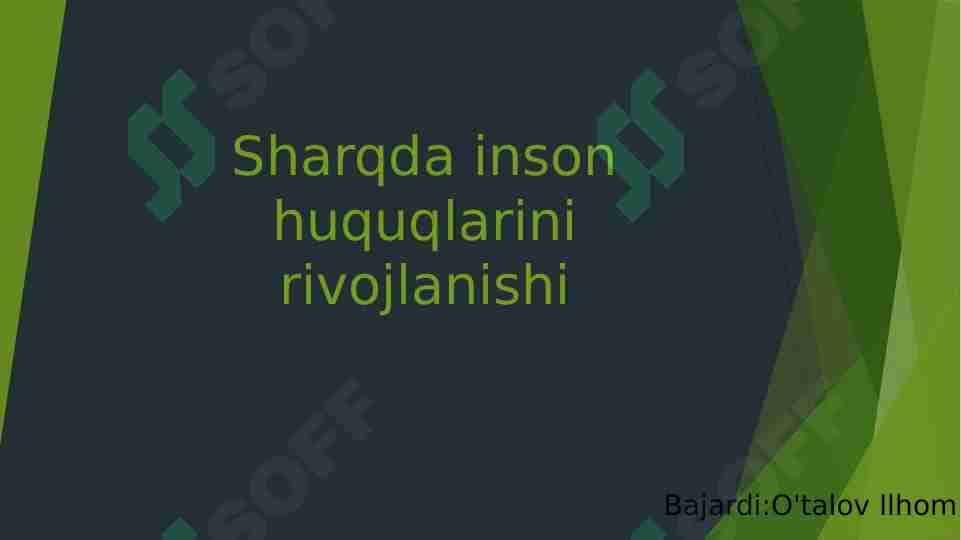 Sharqda inson huquqlarini rivojlanishi