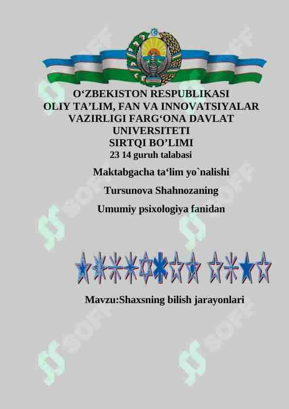 Shaxsning bilish jarayonlari