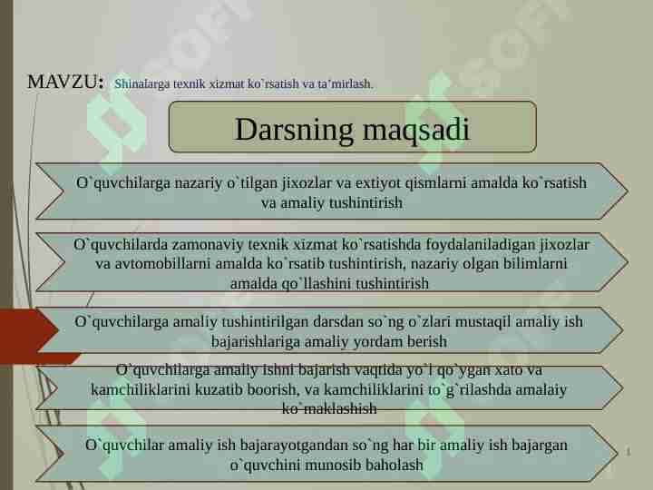 Shinalarga texnik xizmat ko`rsatish va ta’mirlash