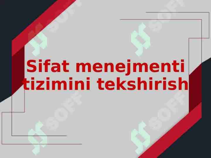 Sifat menejmenti tizimini tekshirish