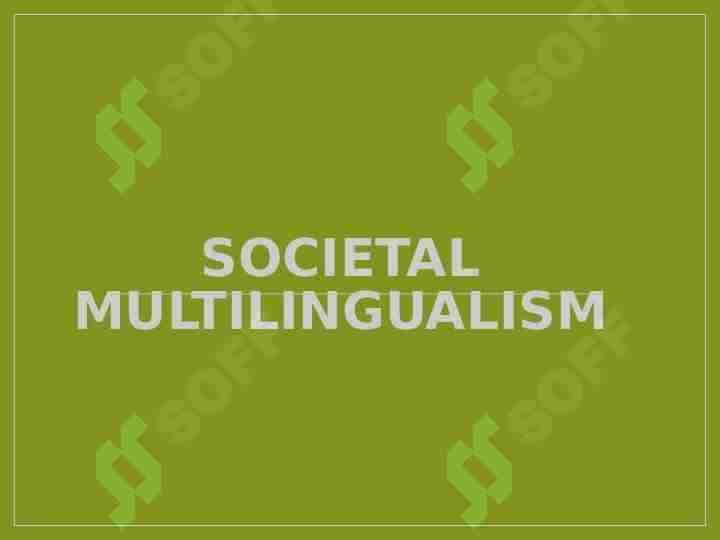 Societal Multilingualism