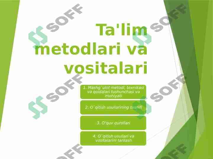 Ta'lim metodlari va vositalari