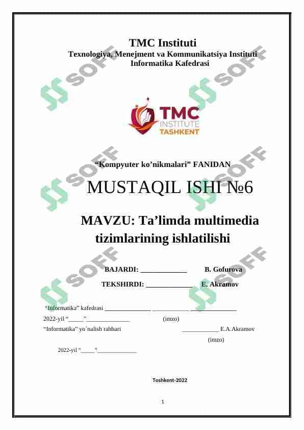 Ta’limda multimedia tizimlarining ishlatilishi