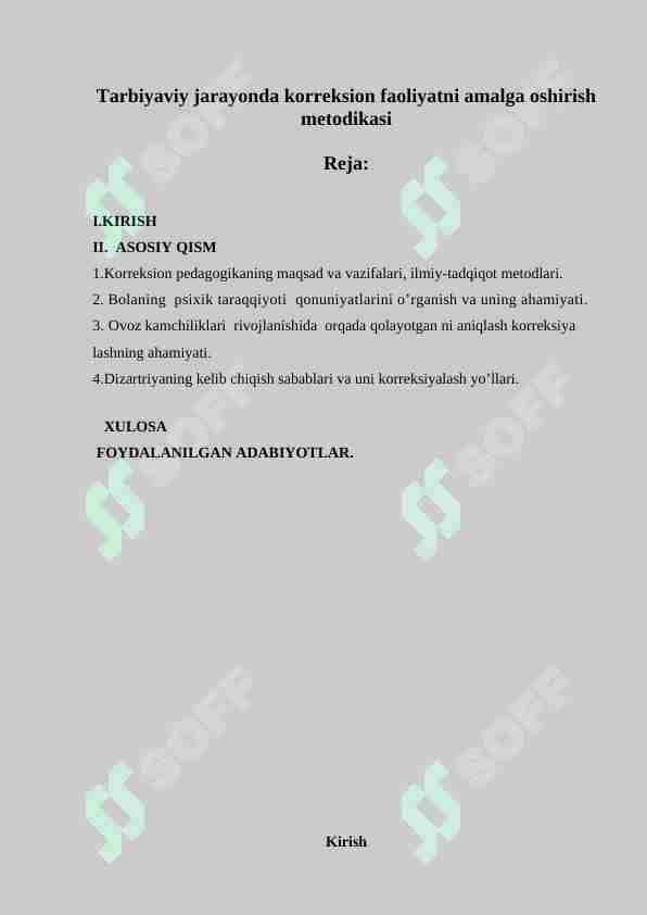 Tarbiyaviy jarayonda korreksion faoliyatni amalga oshirish metodikasi