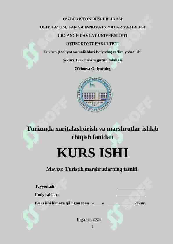 Turistik marshrutlarning tasnifi