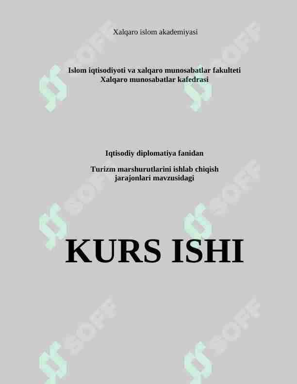 Turizm marshrutlarini ishlab chiqish jarayonlari