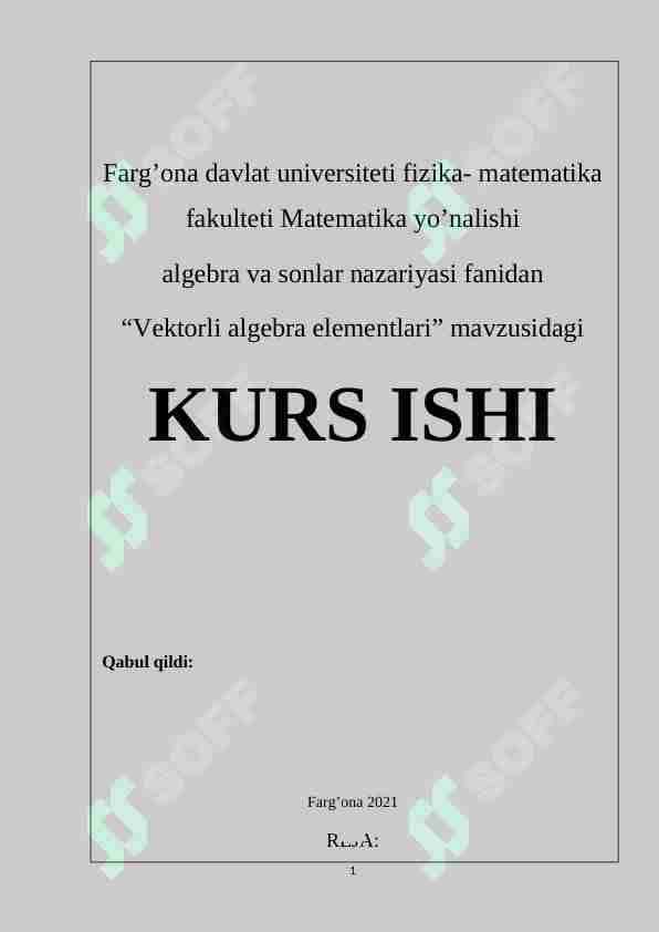 Vektorli algebra elementlari