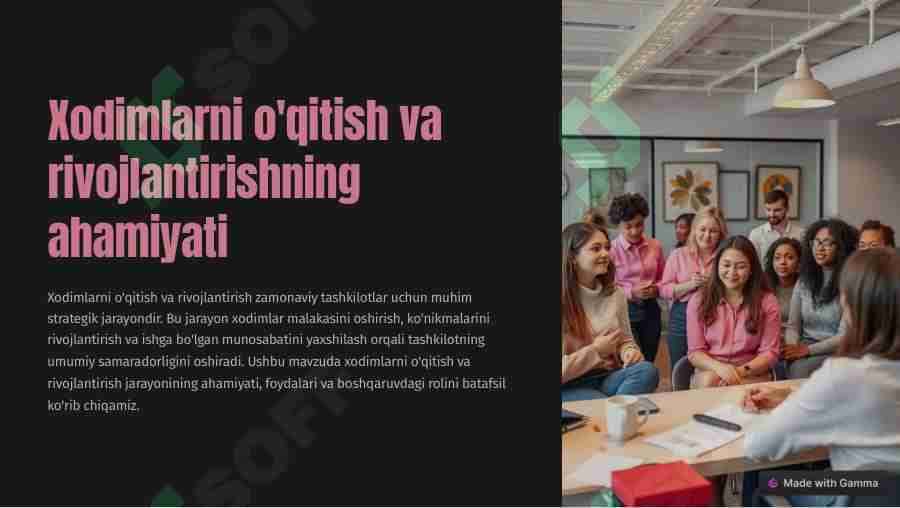 Inson resurslarini boshqarishda xodimlarni o'qitish va rivojlantirishning ahamiyati