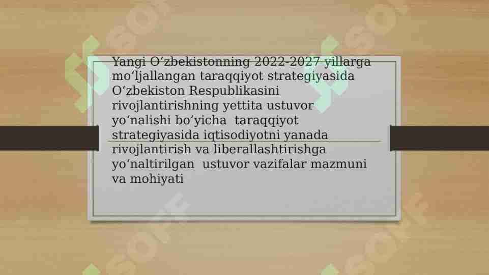 Yangi O‘zbekistonning 2022-2027 yillarga mo‘ljallangan taraqqiyot strategiyasi