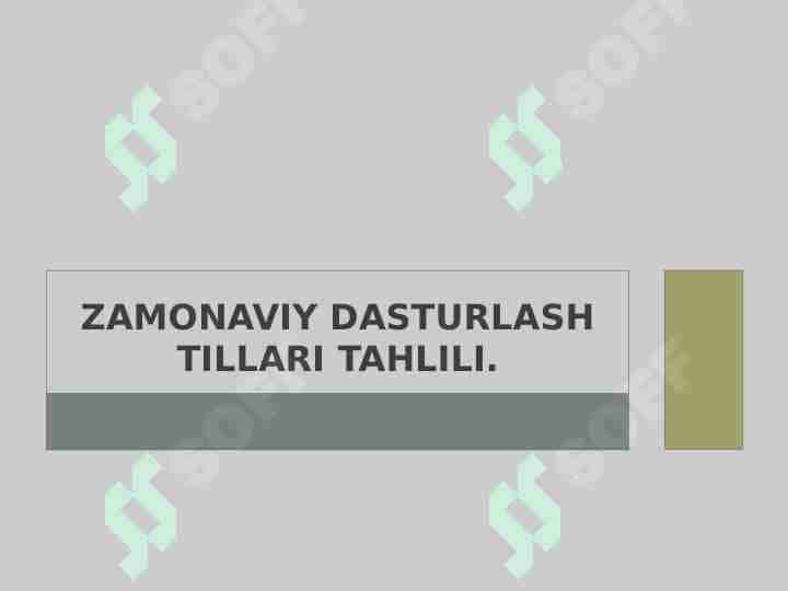 Zamonaviy dasturlash tillari tahlili