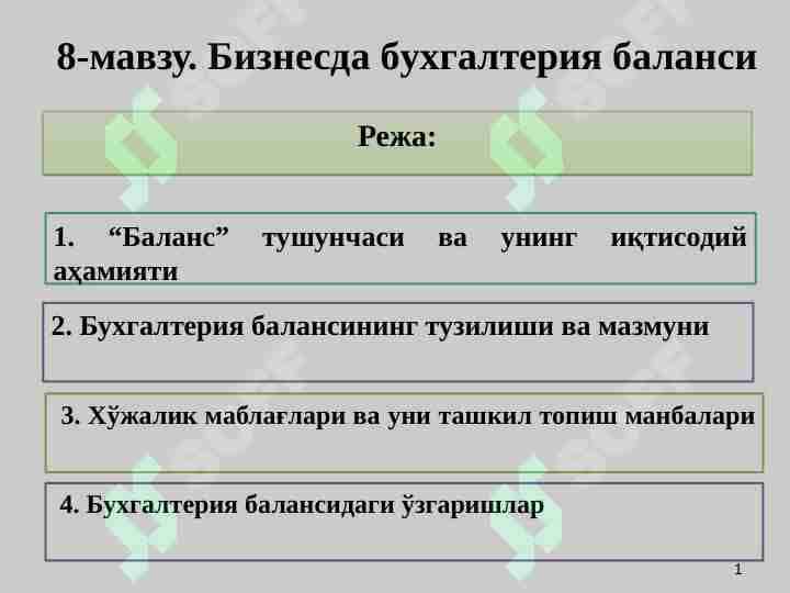 Biznesda buxgalteriya balansi
