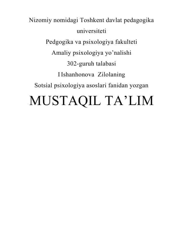 Sotsial psixologiya asoslari