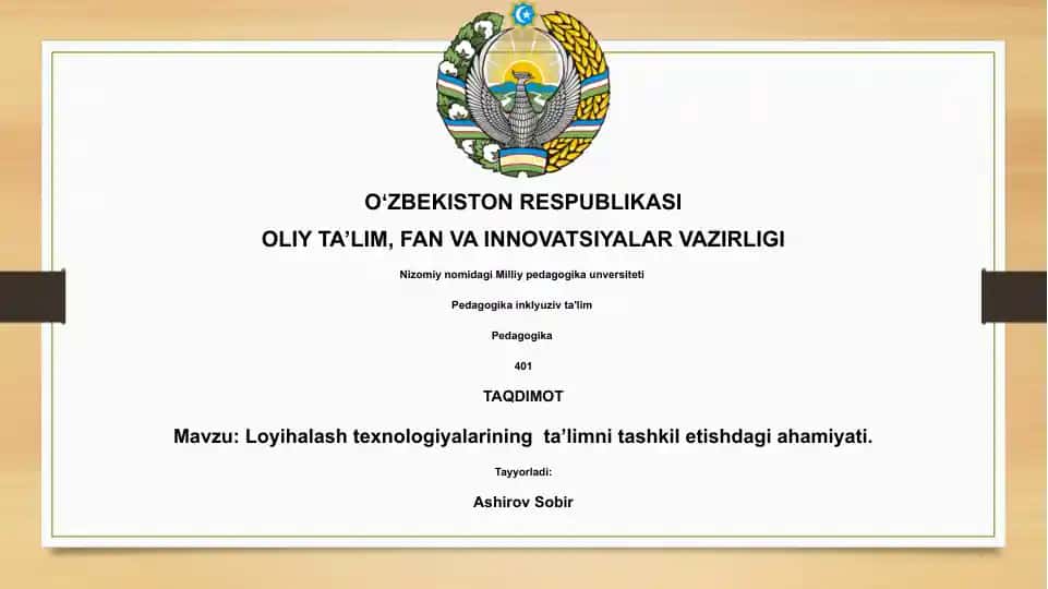 Loyihalash texnologiyalarining ta’limni tashkil etishdagi ahamiyati
