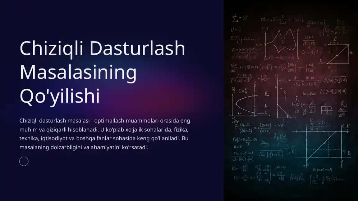 Chiziqli Dasturlash Masalasining Qo'yilishi