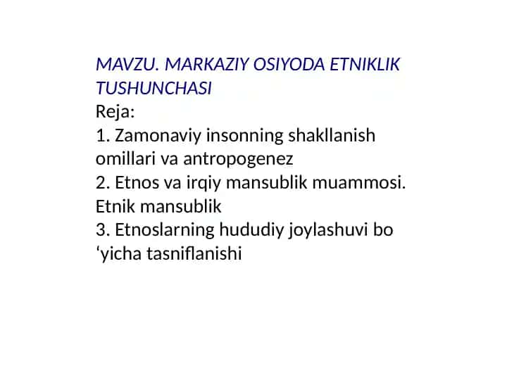Markaziy Osiyoda Etniklik Tushunchasi