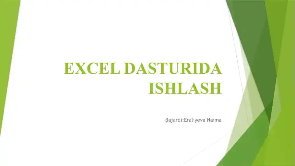 MS Excel dasturida ishlash