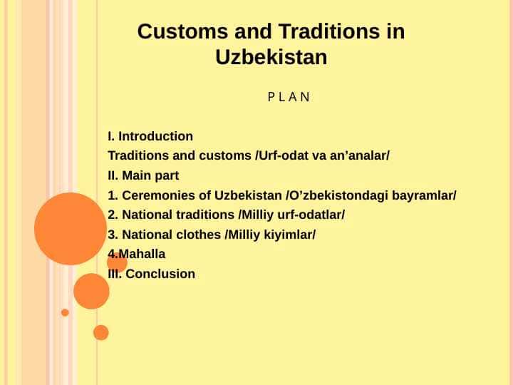 Customs and Traditions in Uzbekistan