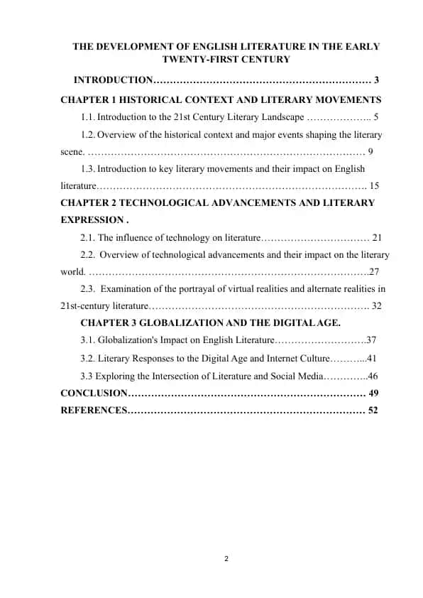 Development of English Literature in the Early 21st Century