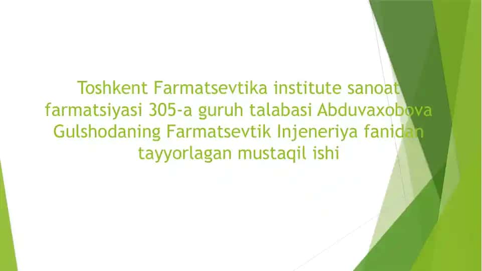 Farmatsevtik injeneriya fanidan ta'limlar