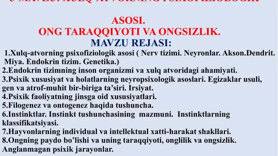 Xulq-atvorning psixofiziologik asosi