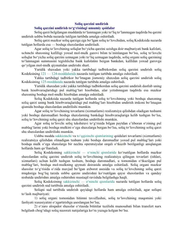 Soliq qarzini undirish