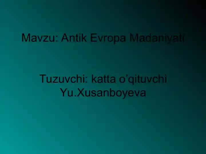 Antik Evropa Madaniyati