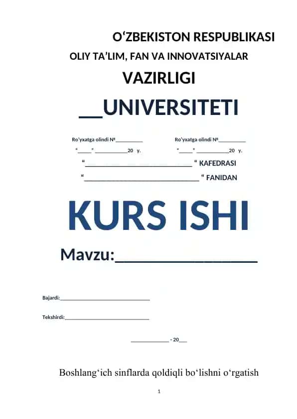 Boshlang'ich sinflarda qoldiqli bo'lishni o'rgatish