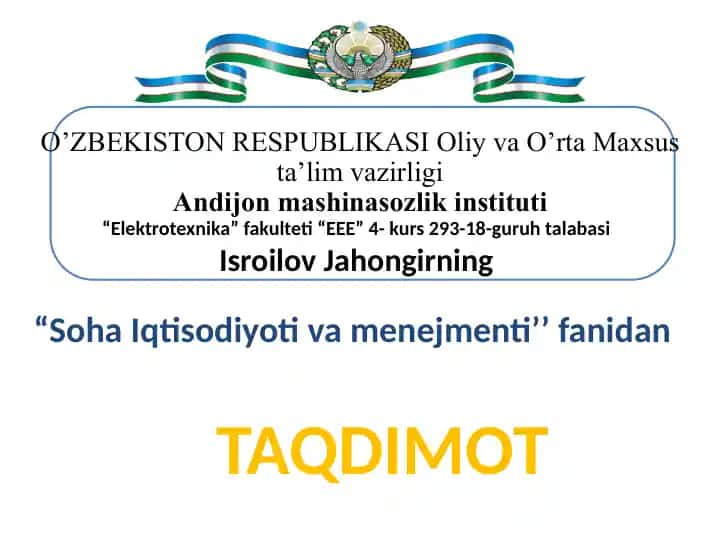 Ishlabchiqarish jarayonlarini ta'minlash vatartibgasolish