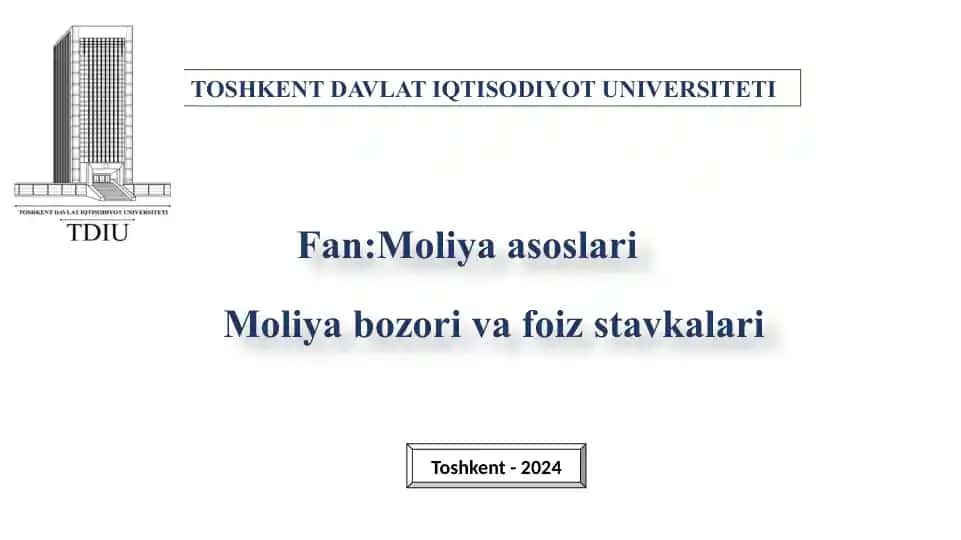 Moliyabozorivafoiz stavkalari