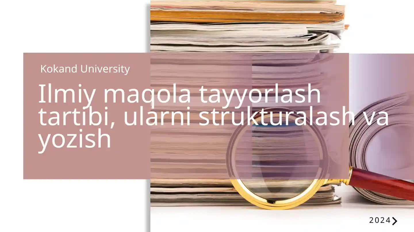 Ilmiy Maqola Tayyorlash Tartibi