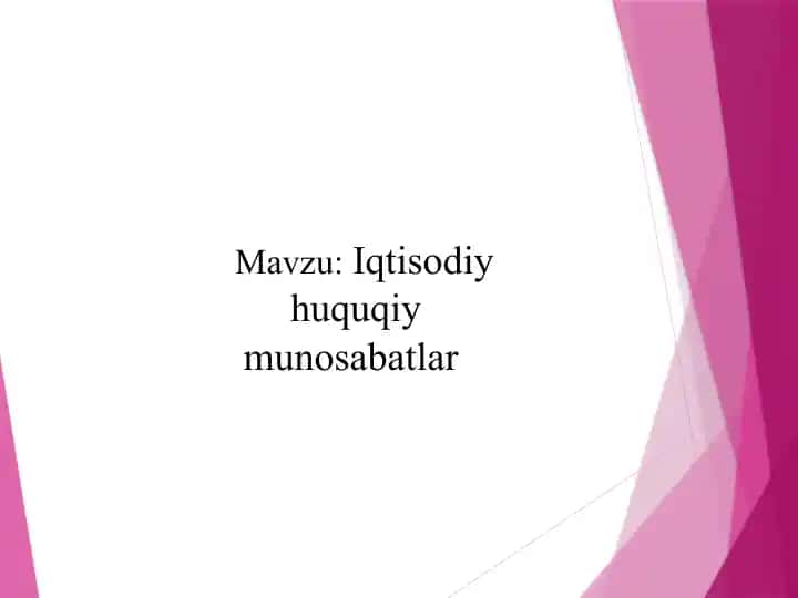 Iqtisodiy huquqiy munosabatlar