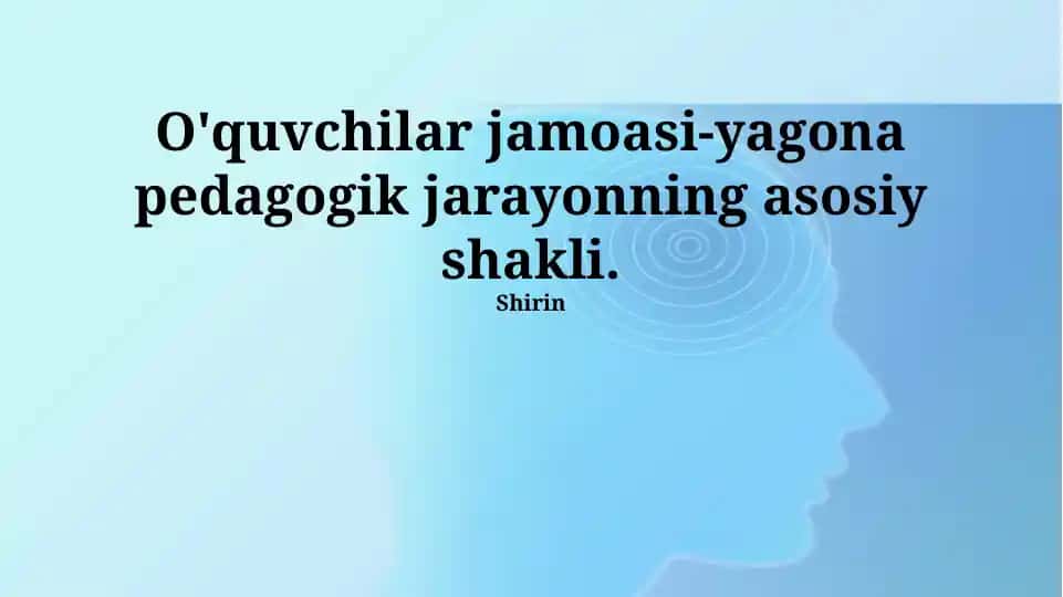 O'quvchilar jamoasi-yagona pedagogik jarayonning asosiy shakli