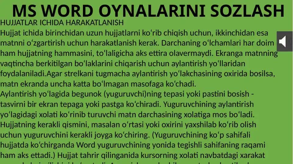 MS WORD OYNALARINI SOZLASH