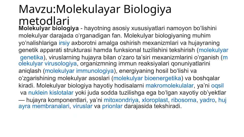 Molekulayar Biologiya Metodlari