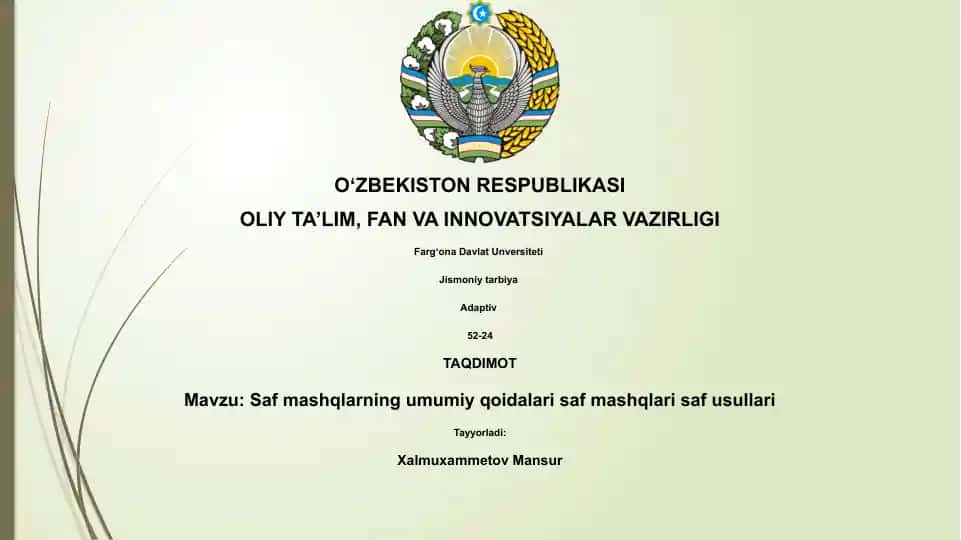 Saf mashqlarning umumiy qoidalari saf mashqlari saf usullari
