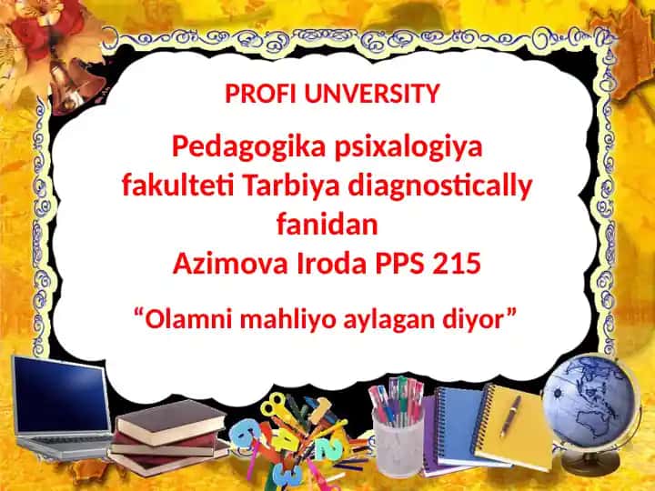 Olamni mahliyo aylagan diyor